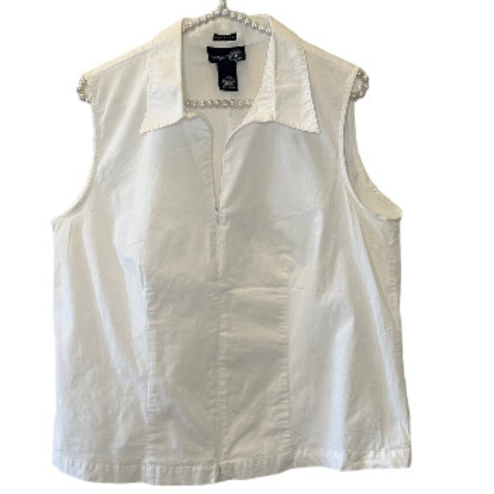 Venezia White Stretch Sleeveless Top with Zipper  14/16